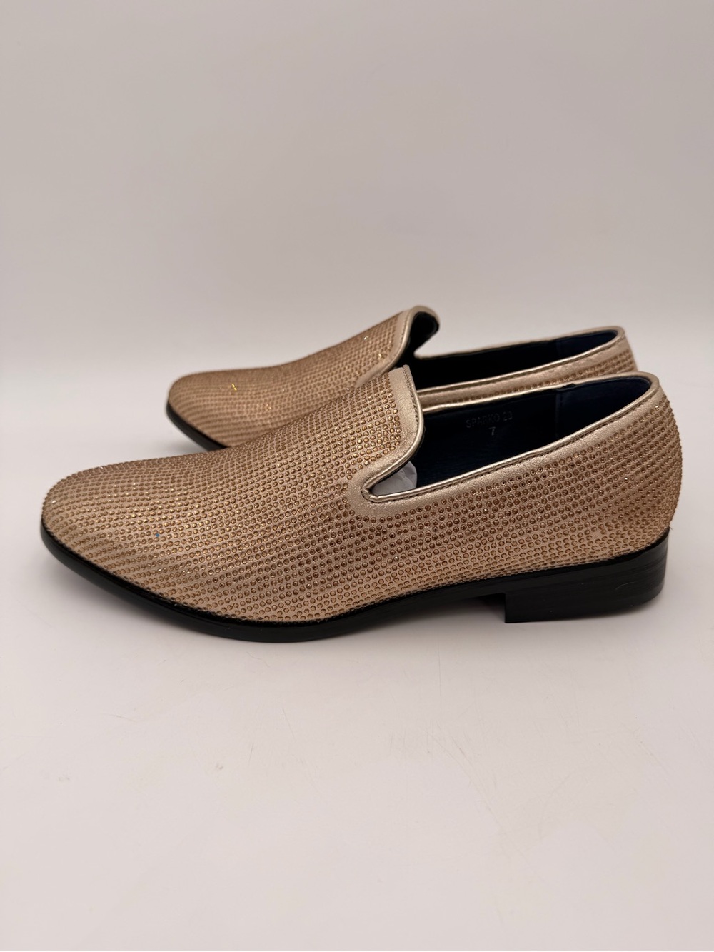 Men’s Gold Rhinestone Dress Loafers - 7 - Picture 5 of 9